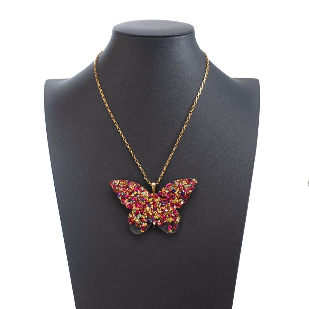 Fruity pebbles collection, resin butterfly necklace.🦋💎